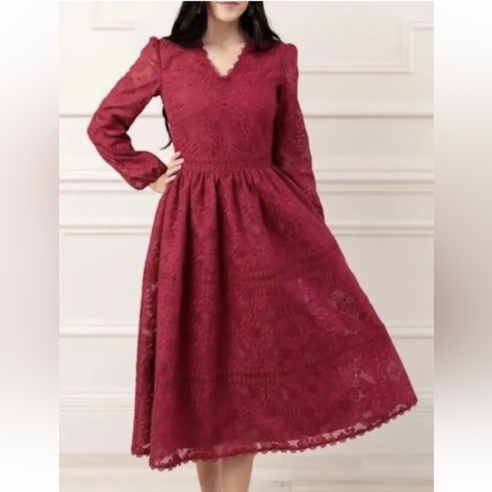 Rachel Parcell Red Lace Dress